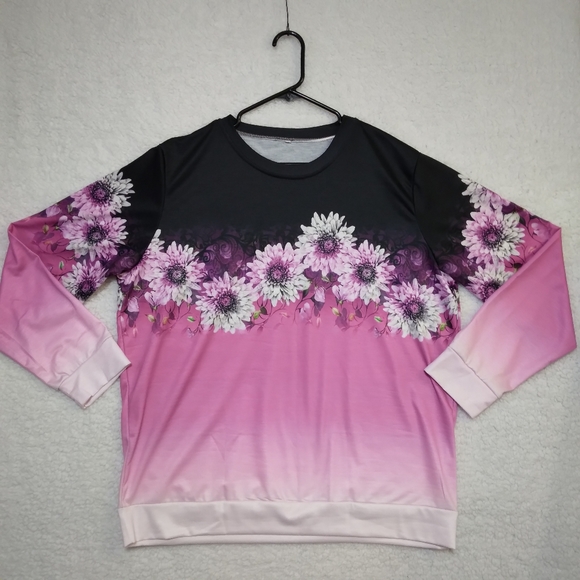 Silky Long Sleeve Floral Print Blouse- size XXL - Picture 1 of 4